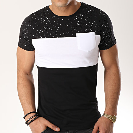 LBO - Tee Shirt Poche 289 Noir Blanc Speckle