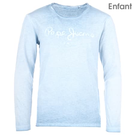Pepe Jeans - Tee Shirt Manches Longues Enfant Jaden Bleu Turquoise