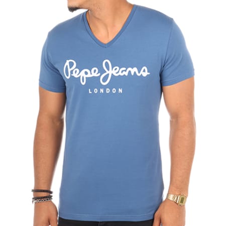 Pepe Jeans - Tee Shirt Original Stretch V Bleu