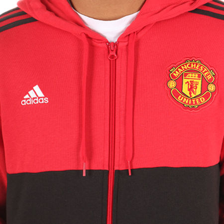 Adidas Sportswear - Sweat Zippé Capuche Manchester United FC 3 Stripes HD BQ2215 Noir Rouge