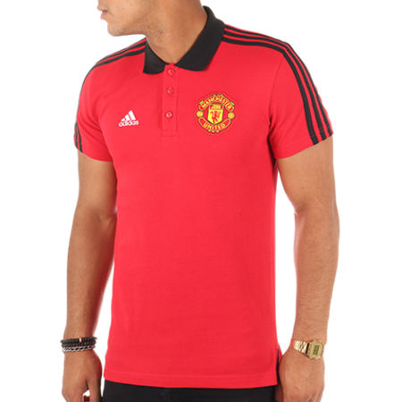 Adidas Sportswear - Polo Manches Courtes Manchester United FC 3 Stripes BQ2221 Rouge