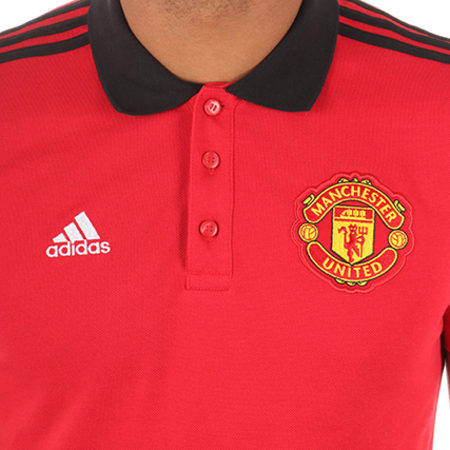 Adidas Performance - Polo Manches Courtes Manchester United FC 3 Stripes BQ2221 Rouge