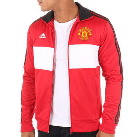 Adidas Sportswear - Veste Zippée Manchester United FC 3 Stripes BQ2232 Rouge Blanc