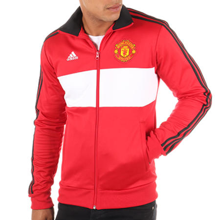 Adidas Sportswear - Veste Zippée Manchester United FC 3 Stripes BQ2232 Rouge Blanc