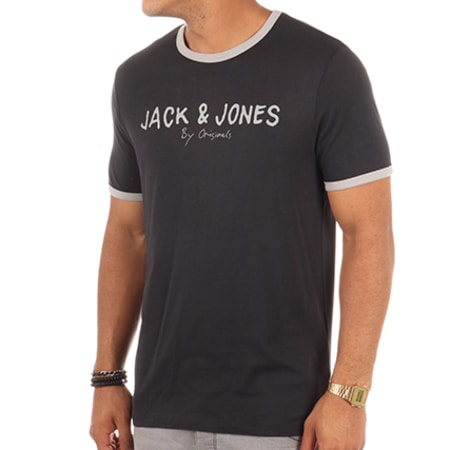 Jack And Jones - Tee Shirt Retro Noir Gris 