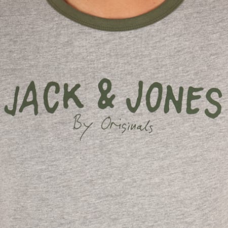 Jack And Jones - Tee Shirt Retro Gris Chiné Vert Kaki 