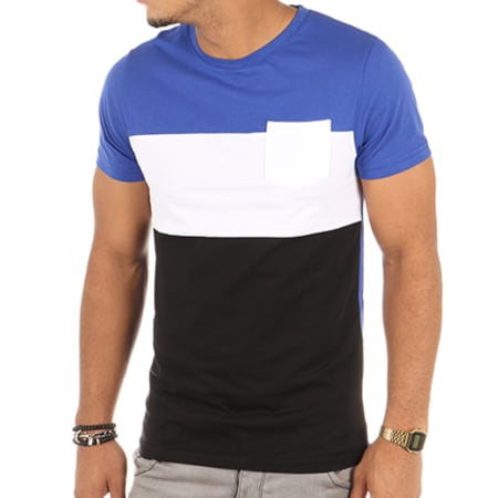 LBO - Tee Shirt Poche 274 Noir Blanc Bleu