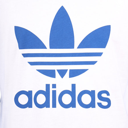 Adidas Originals - Tee Shirt Manches Longues Trefoil BR2025 Blanc Bleu