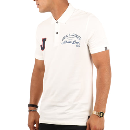 Jack And Jones - Polo Manches Courtes Kemp Blanc
