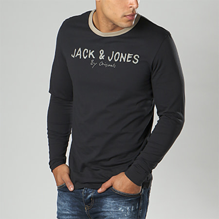 Jack And Jones - Tee Shirt Manches Longues Retro Noir
