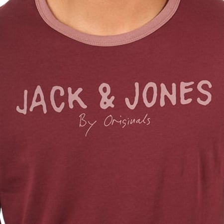 Jack And Jones - Tee Shirt Manches Longues Retro Bordeaux