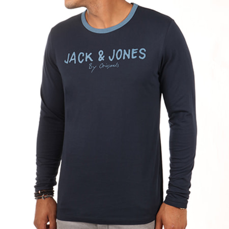 Jack And Jones - Tee Shirt Manches Longues Retro Bleu Marine