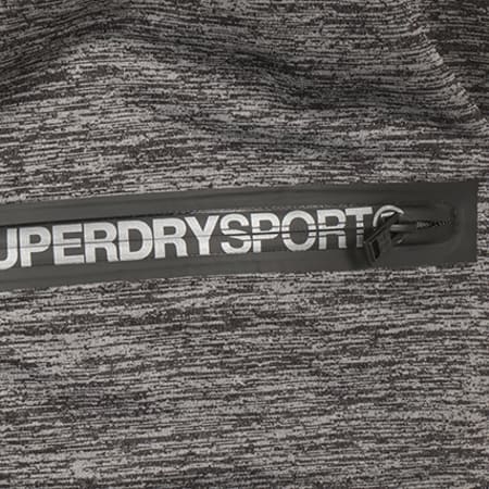 Superdry - Sweat Zippé Capuche Raglan Training Zip Noir Gris Anthracite Chiné