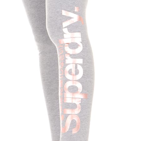 Superdry - Legging Femme Metallic Logo Gris Chiné
