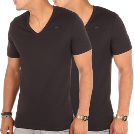 G-Star - Lot De 2 Tee Shirts V-Neck D07207-124 Noir