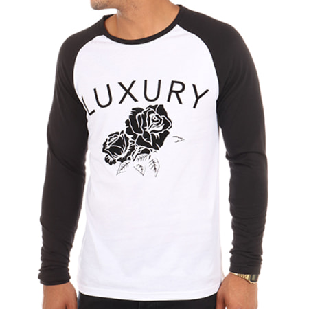 Luxury Lovers - Tee Shirt Manches Longues Flower Blanc Noir