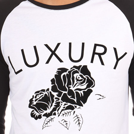 Luxury Lovers - Tee Shirt Manches Longues Flower Blanc Noir