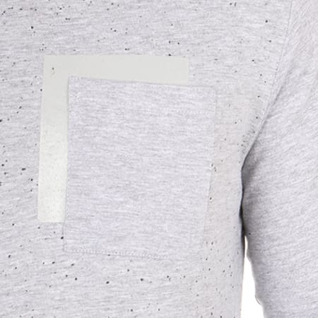 Crossby - Tee Shirt Manches Longues Poche Lima Gris Clair Chiné Speckle