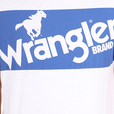 Wrangler - Tee Shirt Retro Logo W7A90D312 Blanc Bleu Roi