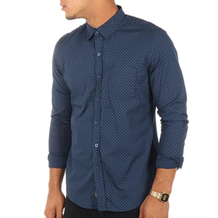 Crossby - Chemise Manches Longues Fancy Bleu Marine