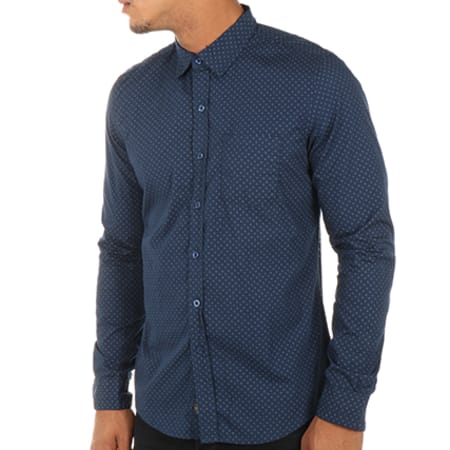 Crossby - Chemise Manches Longues Fancy Bleu Marine