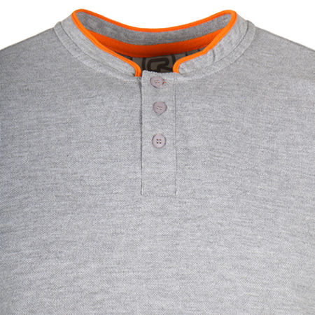 Crossby - Polo Manches Courtes Mao Gris Chiné Orange