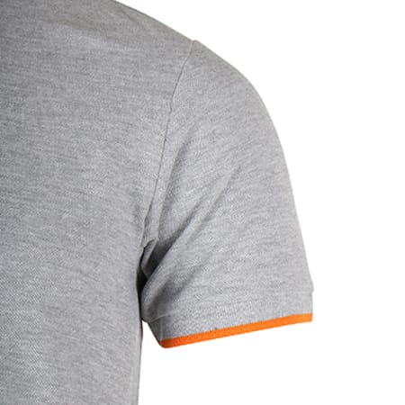 Crossby - Polo Manches Courtes Mao Gris Chiné Orange