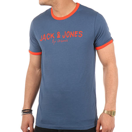 Jack And Jones - Tee Shirt Retro 3 Bleu Marine Rouge