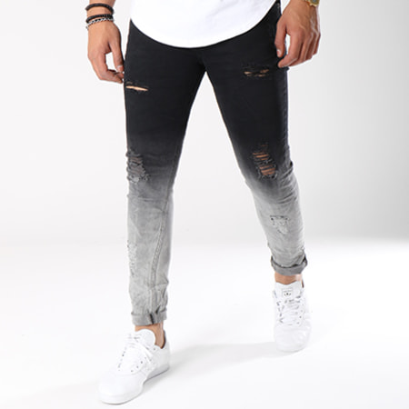 John H - Slim Jeans A1528 Negro Gris degradado