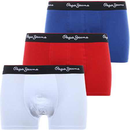 Pepe Jeans - Lot De 3 Boxers Anson Bleu Marine Rouge Blanc 