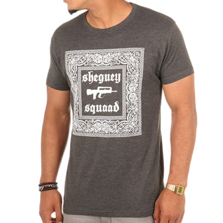 Sheguey Squaad - Tee Shirt Bandana Gris Anthracite Chiné
