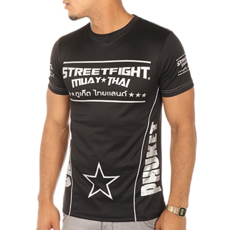 Street Fight - Tee Shirt Muay Thai Noir Argenté