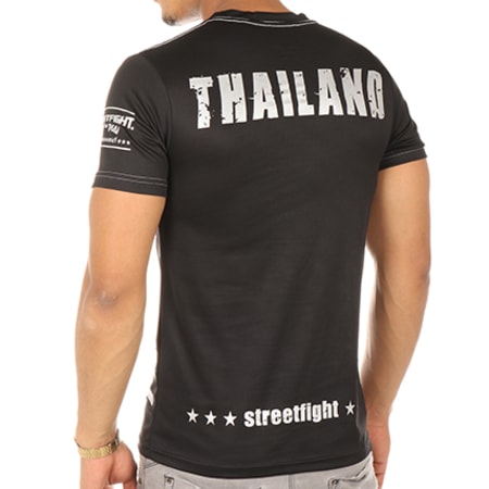 Street Fight - Tee Shirt Muay Thai Noir Argenté