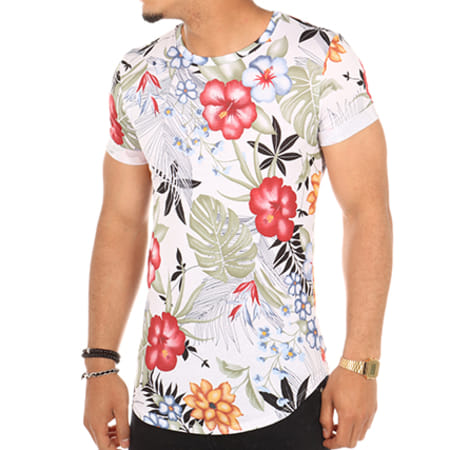 Uniplay - Tee Shirt Oversize UPY57 Blanc Floral