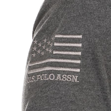 US Polo ASSN - Sweat Zippé Capuche USA Flag Gris Foncé Chiné
