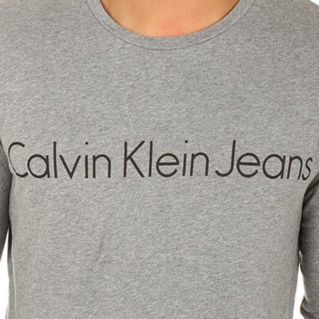 Calvin Klein - Tee Shirt Manches Longues Treasure Gris Chiné