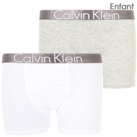 Calvin Klein - Lot De 2 Boxers Enfant Customized Stretch B70B700048 Blanc Gris Chiné