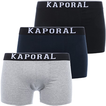 Kaporal - Lot De 3 Boxers Quad Noir Bleu Marine Gris Chiné