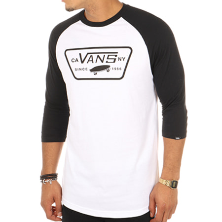 Vans - Tee Shirt Manches Longues Full Patch Raglan Noir Blanc 