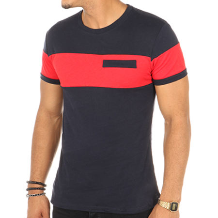 Aarhon - Tee Shirt 17-602 Bleu Marine Rouge