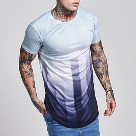 Illusive London - Tee Shirt Oversize Pixel Bleu Clair Dégradé