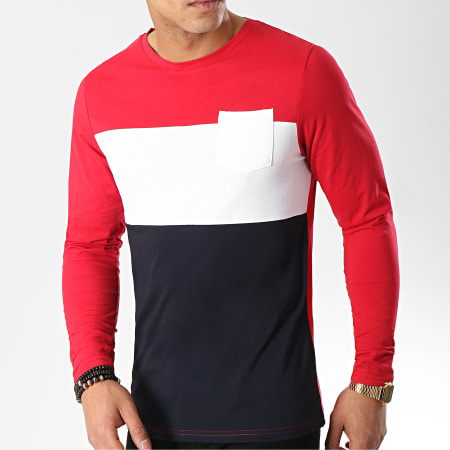 LBO - Tee Shirt Manches Longues 287 Bleu Marine Blanc Rouge