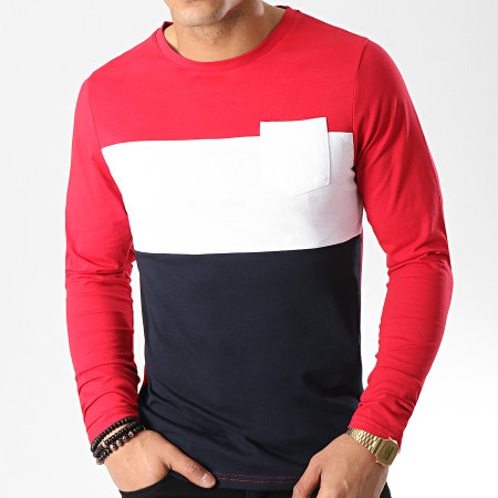 LBO - Tee Shirt Manches Longues 287 Bleu Marine Blanc Rouge