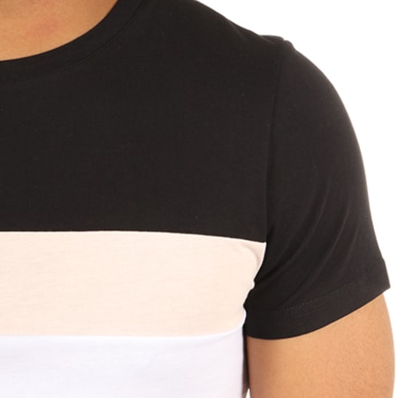 LBO - Tee Shirt Tricolore 317 Noir Blanc Rose Pale