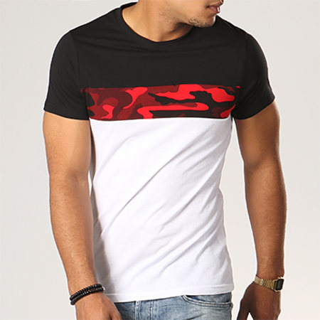 LBO - Tee Shirt Tricolore 319 Noir Blanc Camouflage Rouge