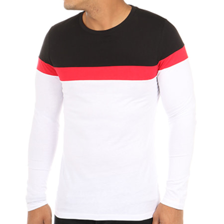 LBO - Tee Shirt Manches Longues Tricolore 322 Noir Blanc Rouge