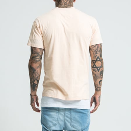 SikSilk - Tee Shirt Pastel Double Layered Ripped Rose Pale