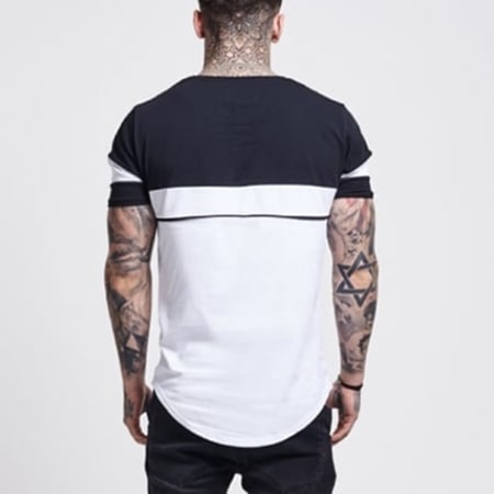 SikSilk - Tee Shirt Curved Hem Sport Noir Blanc 