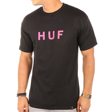 HUF - Tee Shirt Original Logo Noir Rose