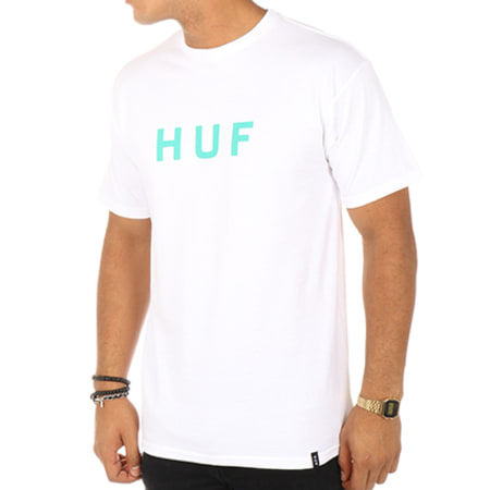 HUF - Tee Shirt Original Logo Blanc Vert